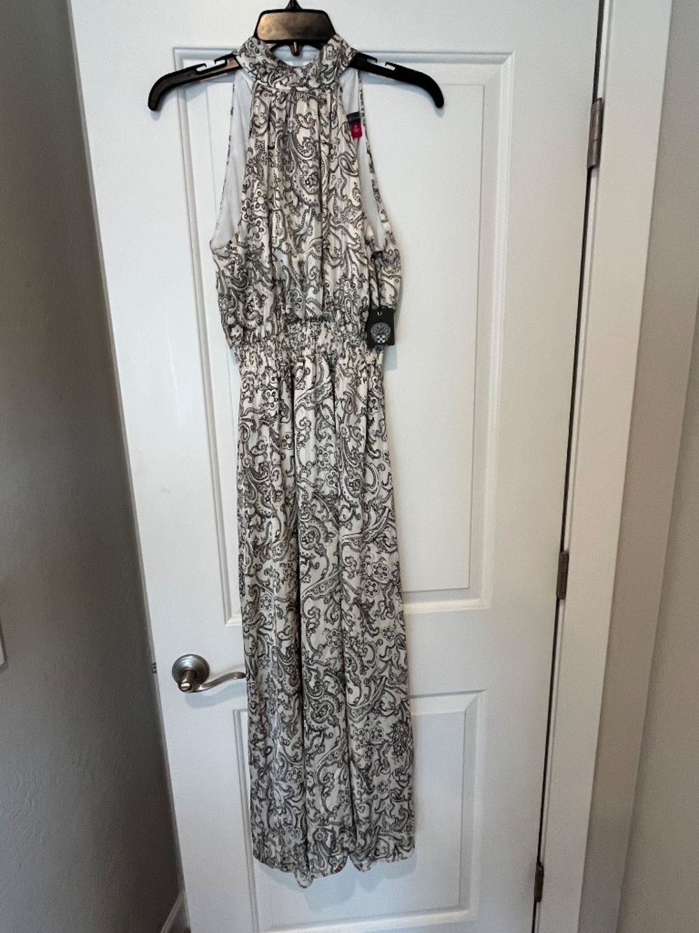 NWT Vince Camuto Paisley Halter Maxi Dress XS Black White